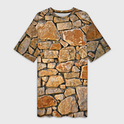 Футболка женская длинная Каменная стена, цвет: 3D-принт