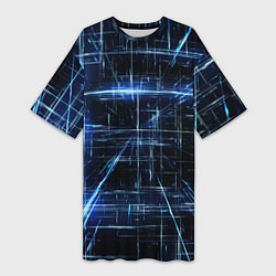 Футболка женская длинная Линии неона, цвет: 3D-принт