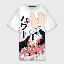 Футболка женская длинная Power - Человек-бензопила, цвет: 3D-принт