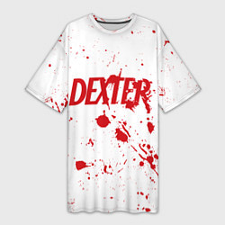 Футболка женская длинная Dexter logo Декстер брызги крови, цвет: 3D-принт
