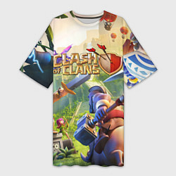 Футболка женская длинная CLASH OF CLANS БИТВА КЛАНОВ, цвет: 3D-принт