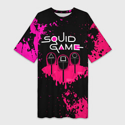 Футболка женская длинная Squid Game брызги красок стража, цвет: 3D-принт