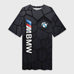 Футболка женская длинная BMW sport 3D плиты 3Д плиты, цвет: 3D-принт