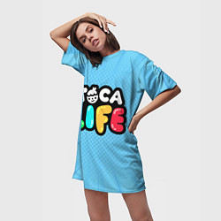 Футболка женская длинная Toca Life: Logo, цвет: 3D-принт — фото 2