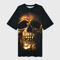 Футболка женская длинная Gold Skull, цвет: 3D-принт