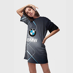 Футболка женская длинная BMW Logo, цвет: 3D-принт — фото 2