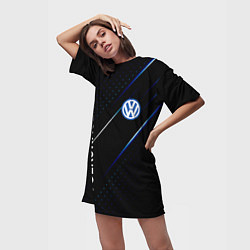 Футболка женская длинная Volkswagen, sport style, цвет: 3D-принт — фото 2