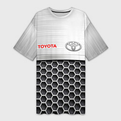Футболка женская длинная Toyota Стальная решетка, цвет: 3D-принт