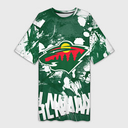 Футболка женская длинная Minnesota Wild, Миннесота Уайлд, цвет: 3D-принт