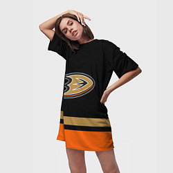 Футболка женская длинная Anaheim Ducks Анахайм Дакс, цвет: 3D-принт — фото 2