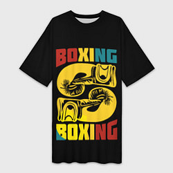 Футболка женская длинная Бокс, Boxing, цвет: 3D-принт