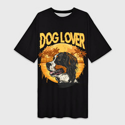 Футболка женская длинная Любитель Собак Dog Lover, цвет: 3D-принт