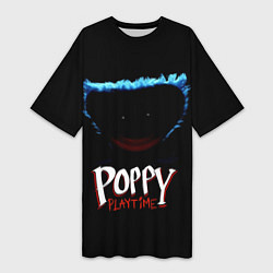 Футболка женская длинная Poppy Playtime: Huggy Wuggy, цвет: 3D-принт