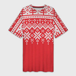 Футболка женская длинная Knitted Pattern, цвет: 3D-принт