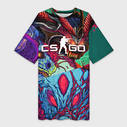 Футболка женская длинная CS GO ПОПУЛЯРНЫЕ СКИНЫ POP SKIN, цвет: 3D-принт