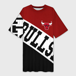 Футболка женская длинная Чикаго Буллз, Chicago Bulls, SPORT, цвет: 3D-принт