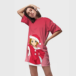 Футболка женская длинная Милашка в костюме Санты, цвет: 3D-принт — фото 2