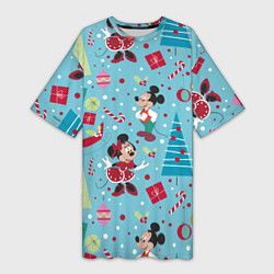 Футболка женская длинная Mickey and Minnie pattern, цвет: 3D-принт