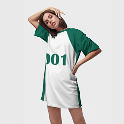 Футболка женская длинная Как в Игре в Кальмара Форма игрока 001 Дед, О Иль-, цвет: 3D-принт — фото 2