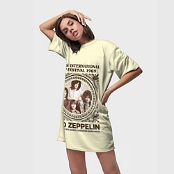 Футболка женская длинная Led Zeppelin - Texas International Pop Festival 19, цвет: 3D-принт — фото 2