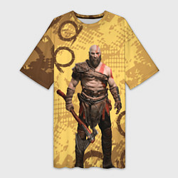 Футболка женская длинная God of War Kratos Год оф Вар Кратос, цвет: 3D-принт