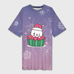 Футболка женская длинная Happy New Year 2022 Сat 5, цвет: 3D-принт