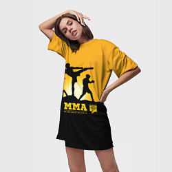 Футболка женская длинная ММА Mixed Martial Arts, цвет: 3D-принт — фото 2