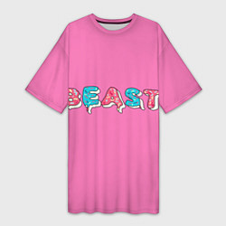 Футболка женская длинная Mr Beast Donut Pink edition, цвет: 3D-принт