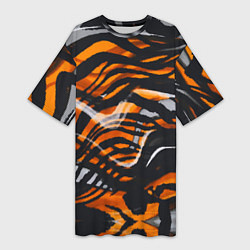 Женская длинная футболка Окрас тигра