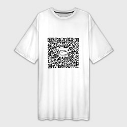 Футболка женская длинная Я QR-кот, гуляю где вздумается!, цвет: 3D-принт