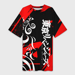 Женская длинная футболка TOKYO REVENGERS ТОСВА RED VER