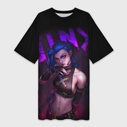 Футболка женская длинная JINX ARCANE НАДПИСЬ LEAGUE OF LEGENDS, цвет: 3D-принт