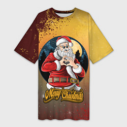 Футболка женская длинная Santa love you, цвет: 3D-принт