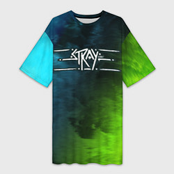 Футболка женская длинная Stray: Green, цвет: 3D-принт