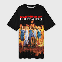 Футболка женская длинная Desperate Housewives в огне, цвет: 3D-принт