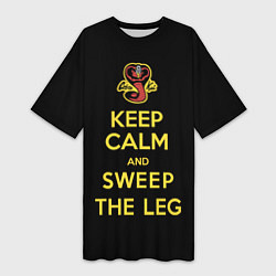Футболка женская длинная Keep calm and sweep the leg, цвет: 3D-принт