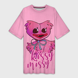 Футболка женская длинная Pink Kissy Missy, цвет: 3D-принт