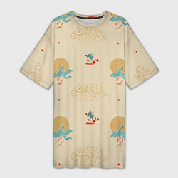 Женская длинная футболка Китайский орнамент Феникс