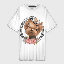 Футболка женская длинная Йорк в рамке, цвет: 3D-принт