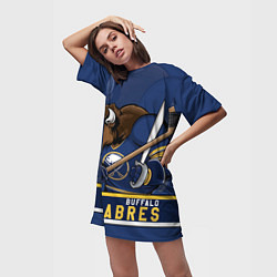 Футболка женская длинная Баффало Сейберз, Buffalo Sabres, цвет: 3D-принт — фото 2