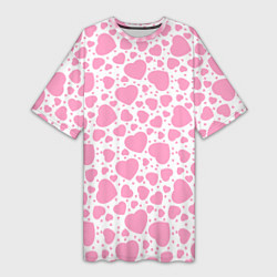 Женская длинная футболка Розовые Сердечки LOVE
