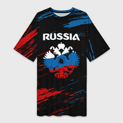 Футболка женская длинная Russia Герб в стиле, цвет: 3D-принт