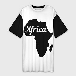 Футболка женская длинная Африка черно-белая двусторонняя, цвет: 3D-принт