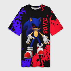 Женская длинная футболка Соник екзе Sonic exe