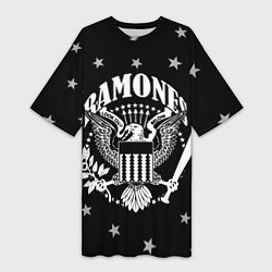 Футболка женская длинная Ramones Рамонес, цвет: 3D-принт