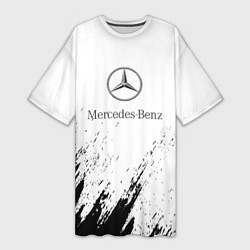 Футболка женская длинная Mercedes-Benz - White texture, цвет: 3D-принт