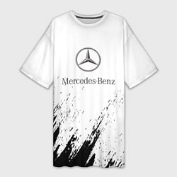 Футболка женская длинная Mercedes-Benz - White texture, цвет: 3D-принт