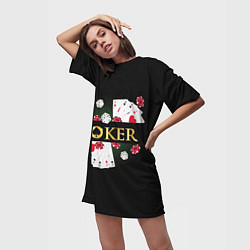 Футболка женская длинная Покер POKER, цвет: 3D-принт — фото 2