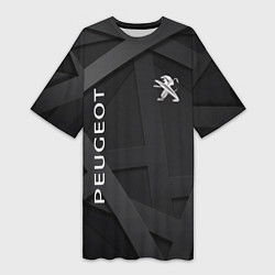 Футболка женская длинная Peugeot black, цвет: 3D-принт