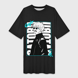 Футболка женская длинная Годжо сан, цвет: 3D-принт